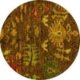 thumbnail image 1 of Ahgly Company Machine Washable Indoor Round Abstract Yellow Modern Area Rugs, 3' Round, 1 of 4