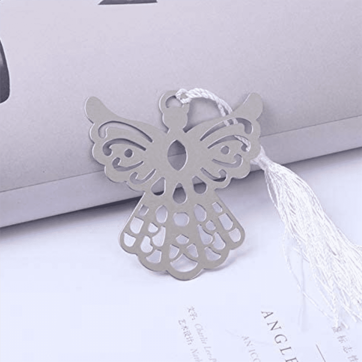 100Pcs Angel Bookmark Favor with Elegant Silk Wedding Party Favor Gift Boxed Book Lovers Collection Bookmark