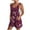 Burgundy, variant on Womens Summer Casual Sleeveless Printed Short Rompers Adjustable Strap Loose Shorts Jumpsuits Overalls with Pockets Purple 3XLMothers Day Gifts