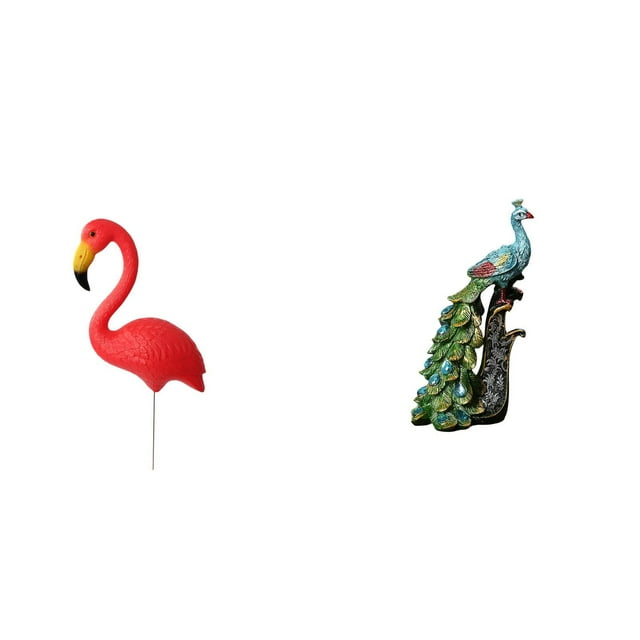 Escultura De Flamenco Para Jardín De Hadas Y Colección De Estatuas De Pavo Real. Elegante Adorno De Mesa Para La Primavera Y Las Fiestas En El Dormitorio, La Oficina O La Sala De Estar.