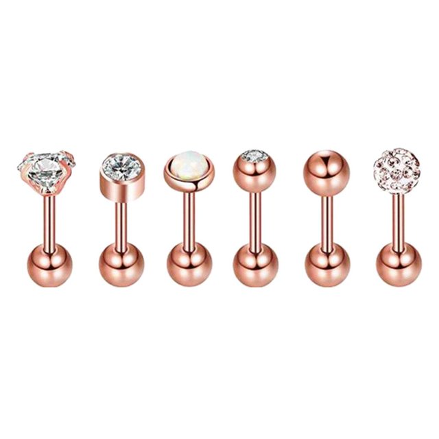 Piercing para el cuerpo con barra de circón, 6/12 Uds., joyería apta para s de , mujeres y niñas Rose Gold 6 Sets Hugo Joyas para piercing corporal