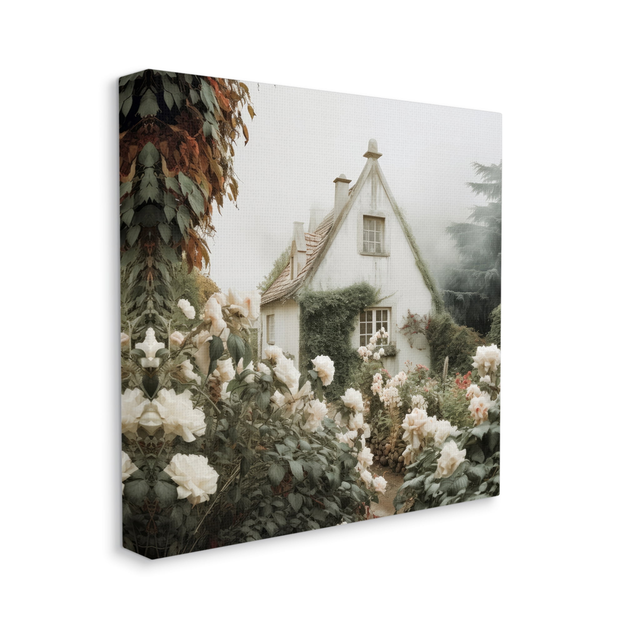Stupell Industries Foggy Cottage Garden Botanical & Floral Photography Gallery Wrapped Canvas Art Print Wall Art, 36 x 36