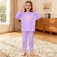 thumbnail image 2 of JIAYUE Girls Kids Pajamas Outs Cartoon Pattern Print Crew Neck Long Sleeve Sleepwear Tops Elastic Waist Ankle-Tied Pants Cozy Loungewear Two Piece Set For Night Comfort Lightweight Wear,7-8 Years, 2 of 7