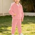 thumbnail image 5 of BXJX Girls Outfit Sets, Zip Up Long Sleeve Warm 2 PC Hoodies and Joggers Sets with Pockets Pink Size 15-24 Months, 5 of 9