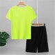 thumbnail image 4 of Conjuntos de blusas y camisas de cuello redondo y manga corta de malla para niños, top de cuello redondo y manga corta, pantalones cortos con cintura elástica, conjunto deportivo transpirable para ext, 4 of 5