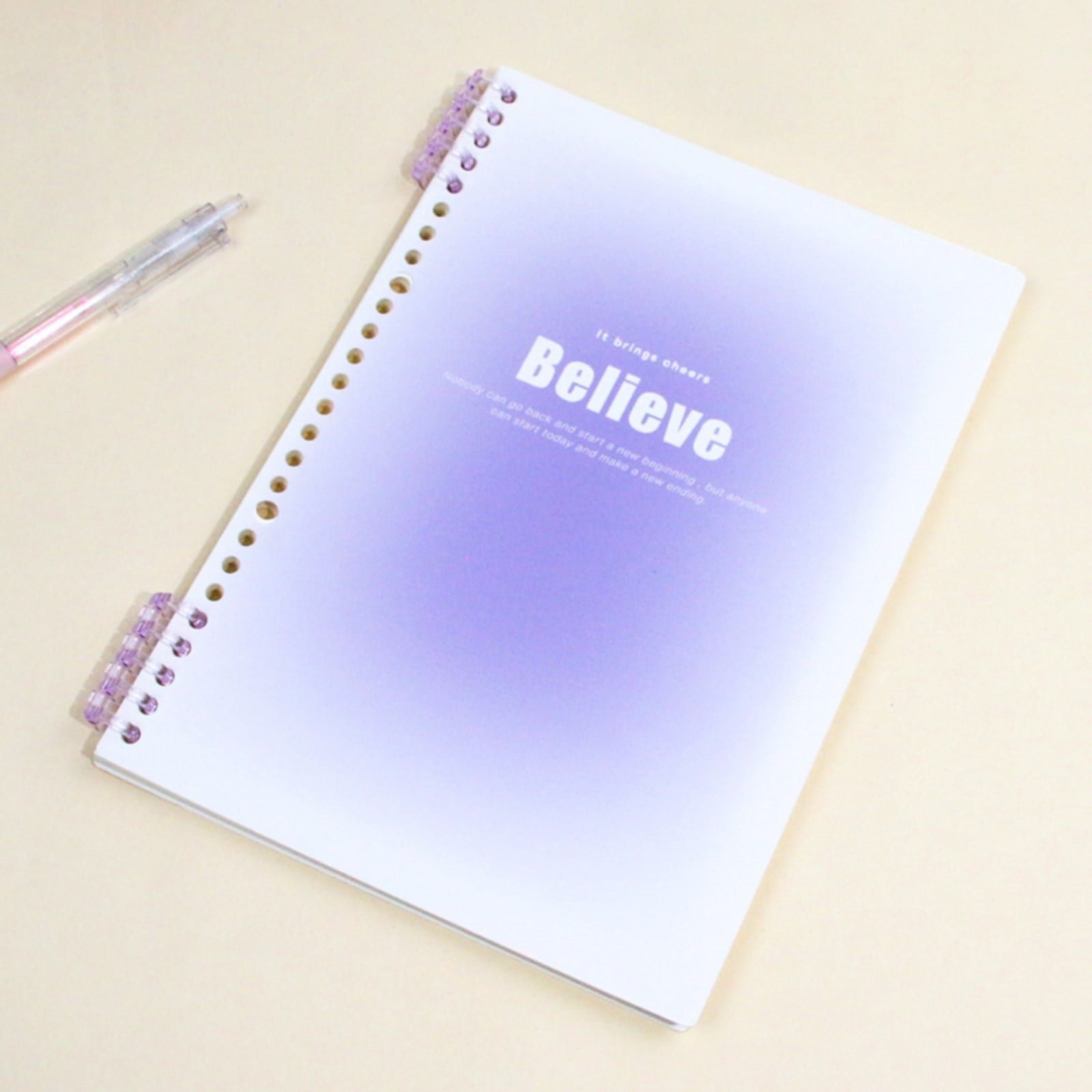 kjfeif Gradient Color Loose Leaf Book 60 Sheets Detachable