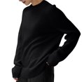 thumbnail image 3 of Suéteres de Gran Tamaño para Mujer, Conjuntos de Otoño 2025, Cuello Redondo, Mangas Largas, Jerseys de Punto A . Negro L, 3 of 10