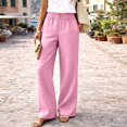 thumbnail image 2 of Breezora Straight Leg Woven Casual Pants for Women Summer Lightweight Pull On Trousers Comfortable Daily Work Bottoms with Pockets, 2 of 9