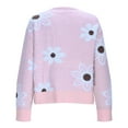 thumbnail image 3 of Trendy Sweater Cardigans Womens Long Sleeve Button Up Flowers Pattern V Neck Casual Soft Cotton Knit Blouse Tops (L, Pink), 3 of 7