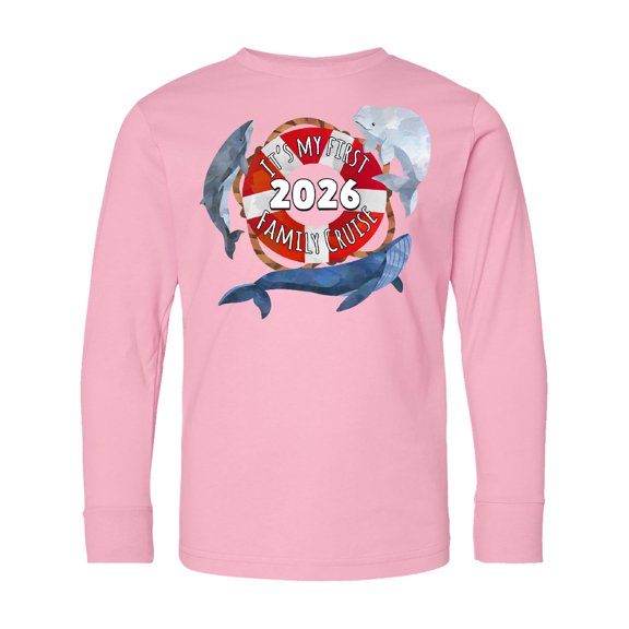 Inktastic It's My First Family Cruise 2026 Long Sleeve Youth T-Shirt