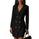 thumbnail image 5 of Traje De Mujer Vestido De Color Sólido Con Cuello En V Abrigo Con Botones Bolsillo Delgado Top Delgado, Negro, S Sweethay AP002332-37, 5 of 6