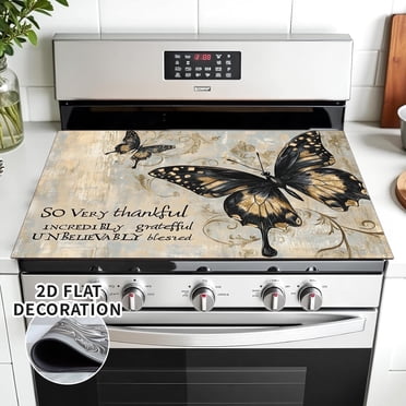 1pc Stove Top Covers for Electric Stove 28 "x 20 ", Butterfly Pattern Heat Resistant Glass Top Stove Cover Protector, Induction Cooktop Protector Stove Top Covers Mat, Prevents Scratching