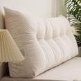 thumbnail image 1 of Genérico Triangular Pillow Headboard for Twin XL Beds: Corduroy Backrest with Storage Pocket | Ergonomic Wedge Cushion for Dorm Rooms & College Students (White,King (79" W)), 1 of 6
