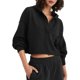 thumbnail image 1 of Sudadera Holgada Informal de Larga con Capucha para Mujer, Color Liso, Estilo Otoño Negro S, 1 of 8