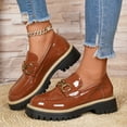 thumbnail image 5 of SYMOID Womens Brown Metal Horsebit Chunky Platform Loafers - Slip-on Patent Pu Round Toe Shoes, Wide Size 36-43 for Daily Casual Office Wear,Size 36, 5 of 8