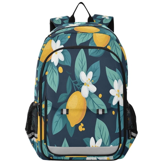 FORMRS Unisex School Backpack 17" Student Travel Bag with Laptop Compartment, Lemon Leaves