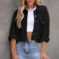 thumbnail image 2 of TYGHBN Womens Western Jacket Womens Casual Cropped Jackets Button Down Long Sleeve Shirts Jacket with Pockets Casual Jackets for Women for Winter Fuzzy Zip up Hoodie Women Knit Sweatshirt Band Tees, 2 of 5