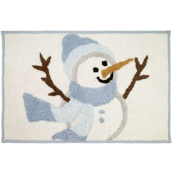 Avanti Snowman Blue Bathroom Rug, 18 x 28 inches, Winter Friends, Cotton