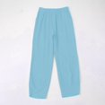 thumbnail image 4 of Yubnlvae Elastic Waist Cotton Linen Lounge Pants - Loose Fit Casual Trousers for Home Or Summer Outings, Women's Scoop Neck Sleepshirt Cute Nightdress Soft Cotton Summer Short Nightgown, Sky Blue, S, 4 of 5
