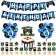 thumbnail image 2 of Juego de suministros para fiestas de videojuegos, decoración para fiesta de cumpleaños de bebé niño, telón de fondo para juegos de feliz cumpleaños, cubiertas para mesas de juego, globos para jugadore, 2 of 5