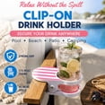 thumbnail image 5 of Clip On Drink Holder for Family, Set of 2 or 3, Beach Chair Cup Clamp for Couple, Poolside Beverage Caddy (All), 5 of 6