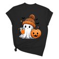 thumbnail image 4 of Busydd Womens Fall Tops Trendy Round Neck Halloween Graphic Tees for Women Comfortable Casual Cotton T Shirts for Women Lightweight Short Sleeve Womens T Shirts S, 4 of 5