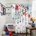 thumbnail image 3 of Independence Day Flower Shower Curtain, 36" x 72", Retro Farm Red Blue White Floral Green Leaf Waterproof Bathroom Curtain Washable Shower Curtain Set with 12 Hooks, 3 of 9