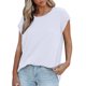 thumbnail image 1 of Gibobby Playera de Manga Corta con Cuello Redondo Camiseta informal manga corta con hombros descubiertos para mujer, camiseta tamaño para exteriores, túnica básica(Blanco,G), 1 of 5
