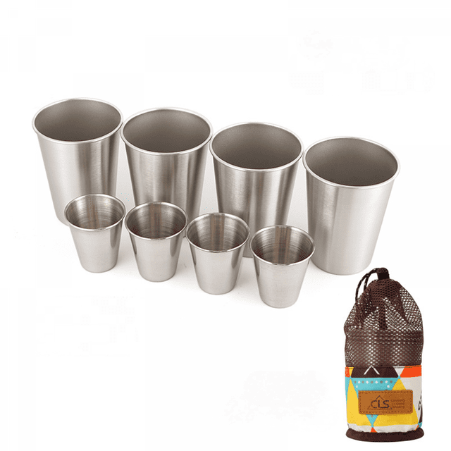 Tasses en Acier Inoxydable 400mL, Gobelet en Métal Incassable pour Enfants et Adultes (Lot de 8)