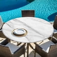 thumbnail image 6 of Marble Round Tablecloth, Fitted Table Cover with Elastic for 45"-54" Round Tables, Modern Grey White Rock Monochrome Simple Table Cloth Outdoor Indoor Dinning Party Waterproof Tablecloths, 6 of 7