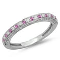 thumbnail image 1 of Dazzlingrock Collection 14K Round Pink Sapphire & White Diamond Ladies Anniversary Wedding Stackable Band, White Gold, Size 9.5, 1 of 1