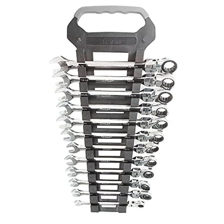 Titan Tools 17367 12-Piece 12 Point 72 Tooth Metric Flex Head Ratcheting Combination Wrench Set