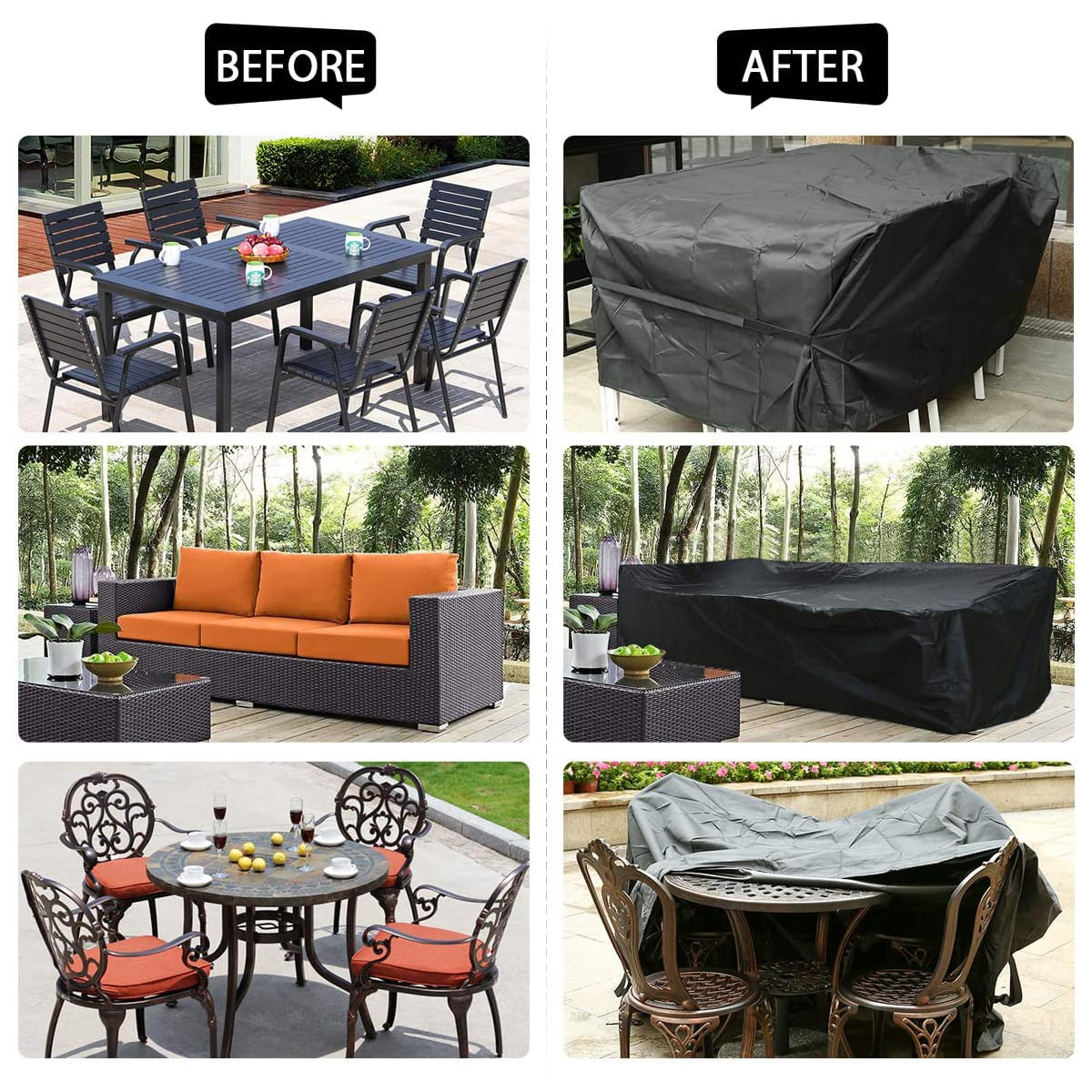 king do way Outdoor Patio Waterproof Furniture Set Covers Protective Covers for Garden Loveseat Black 137.8 X102.4 X 35.4 