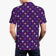 thumbnail image 3 of Balery Purple Mardi Gras Printed Men’s Short Sleeve Polo Shirt, Midweight Men's Shirt,Golf Polo shirts -Small, 3 of 8