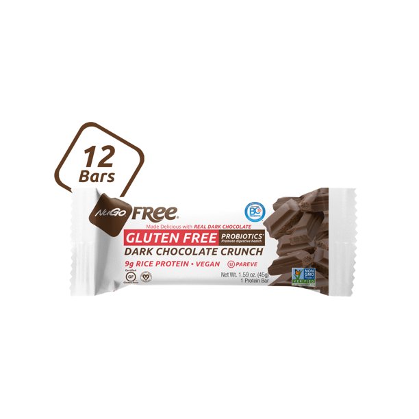 NuGo Free Protein Bar, Dark Chocolate Crunch, 9g Protein, 12 Ct