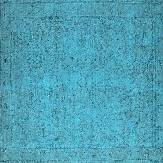 Ahgly Company Indoor Square Oriental Light Blue Industrial Area Rugs, 7' Square