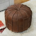 thumbnail image 2 of BBH Homes Handmade Brown Leather Pouf Ottoman Round Shape BBBACPF0027, 2 of 8