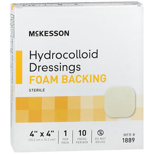 McKesson Hydrocolloid Dressing Foam Backing 4"x4" 10 ct