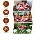 thumbnail image 6 of Round Table Cover 45-54 Inch Red Geometric Moroccan Waterproof Reusable Table Cloth Round Fitted Vinyl Tablecloth with Elastic Edged for Parties Outdoors, Abstract Art Red Ombre Modern, 6 of 6