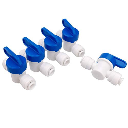 PureSec 2020 Straight Inline Ball Valve 3/8-inch Tube O.D.Push to Connect Plastic Hand valve for RODI System(5 Pack)