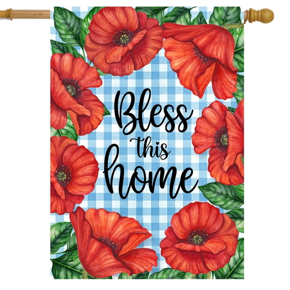 Briarwood Lane Spring House Flag 40x28 For Outdoor Bless This Home Checkered Floral For Spring House Flag