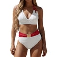 thumbnail image 2 of JoveMarine Women's Sexy Halter Bikini Set Two-Piece Swimsuit with Removable Padded Cups & Wire-Free Support for Summer Beach Vacation and Pool Party White XL, 2 of 7