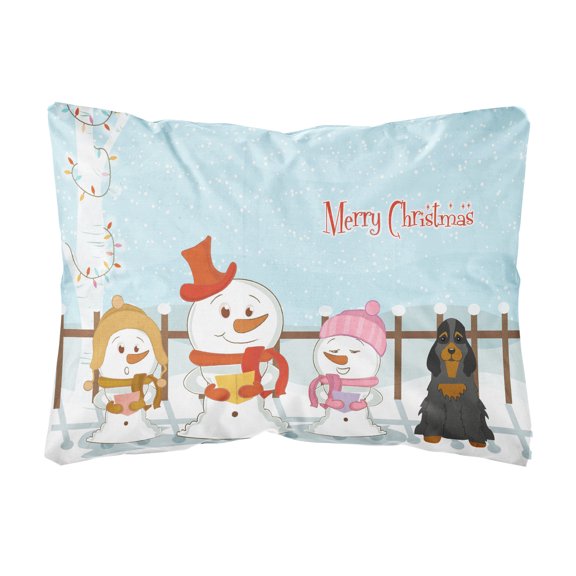 Merry Christmas Carolers Cocker Spaniel Black Tan Canvas Fabric Decorative Pillow
