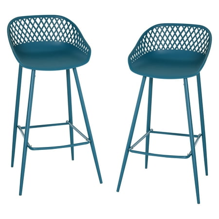 Lot de 2 tabouret de bar rétro vintage avec dossier et repose