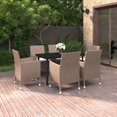 thumbnail image 5 of vidaXL Patio Dining Set Outdoor Table and Chair Set Poly Rattan and Glass, 5 of 72