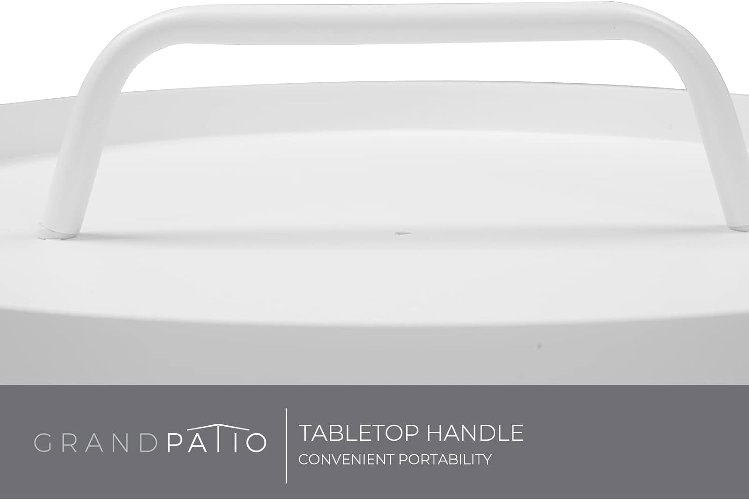 Grand Patio Round Coffee Side Table With Handle Small Steel End Table for Outdoor & Indoor, White