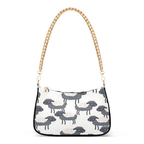 Ryvnso Cute Sheep Womens Chain Shoulder Bag Tote Handbags Clutch Hobo Purse with Zipper for Travel