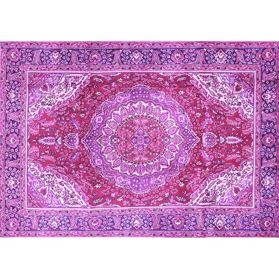 Ahgly Company Indoor Rectangle Medallion Purple Traditional Area Rugs, 8' x 10'