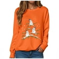 thumbnail image 6 of UngA Christmas Sweatshirts for Women Funny Snowman Printing Xmas Holiday Crewneck Long Sleeve Pullover Top Women's Sweatshirts (Orange,S), 6 of 6