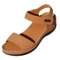 thumbnail image 3 of IEMIEMIEM Womens Orthopedic Walking Sandals Comfortable Arch Support Platform Wedge Thick Memory Foam Cushion Sport Plantar Fasciitis Shoes Ankle Strap Casual Summer Beach Shoes Brown 6.5 Wide, 3 of 7